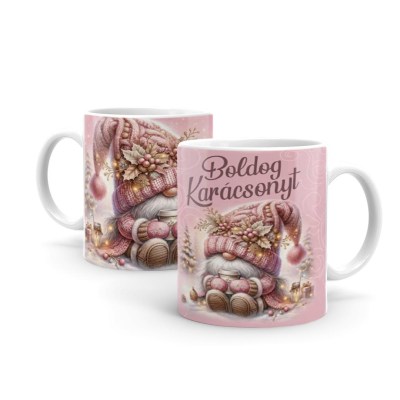 Karacsonyi Bogre B1370 Rozsaszin Gnome Boldog Karacsonyt
