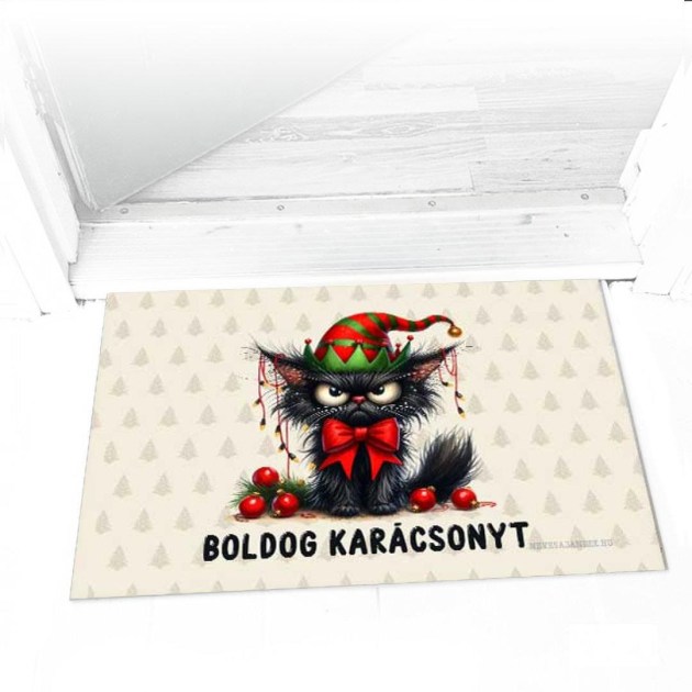 Karacsonyi Labtorlo Karacsonyi Dekoracio La198 Boldog Karacsonyt Merges Macska Karacsonyi Ajandek