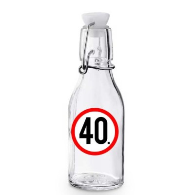 Kcs047 Korken Palack Tetovel Atlatszo Uveg 40 Karikas Ajandek 40. Szulinapra