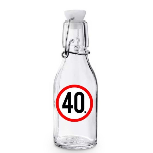 Kcs047 Korken Palack Tetovel Atlatszo Uveg 40 Karikas Ajandek 40. Szulinapra