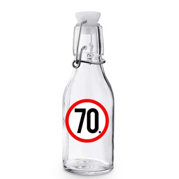 Kcs050 Korken Palack Tetovel Atlatszo Uveg 70 Karikas Ajandek 70. Szulinapra