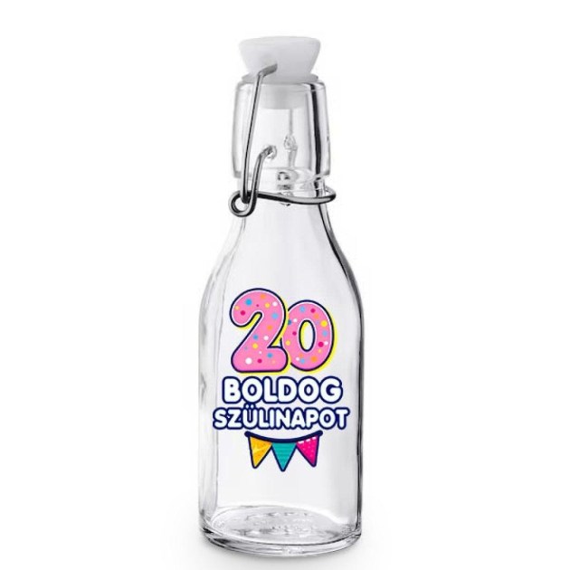 Kcs168 Korken Palack Tetovel Atlatszo Uveg 20 Boldog Szulinapot Ajandek 20. Szulinapra
