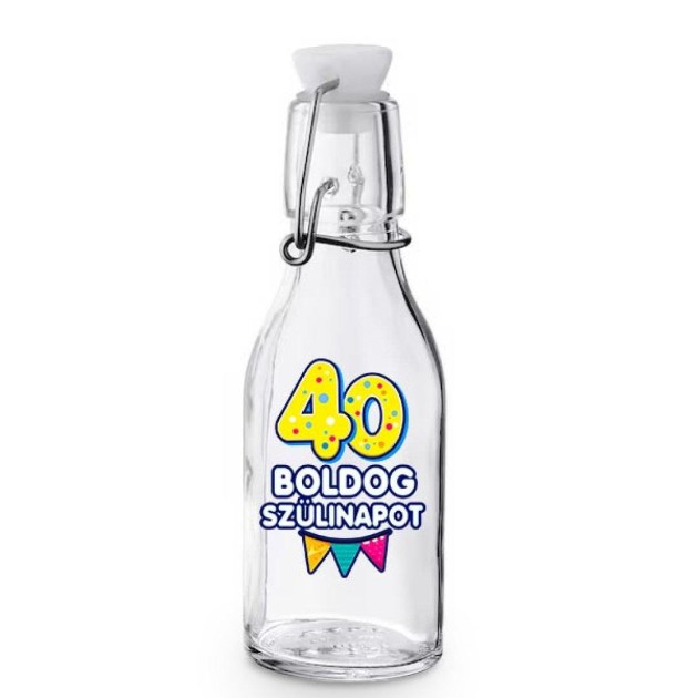 Kcs170 Korken Palack Tetovel Atlatszo Uveg 40 Boldog Szulinapot Ajandek 40. Szulinapra