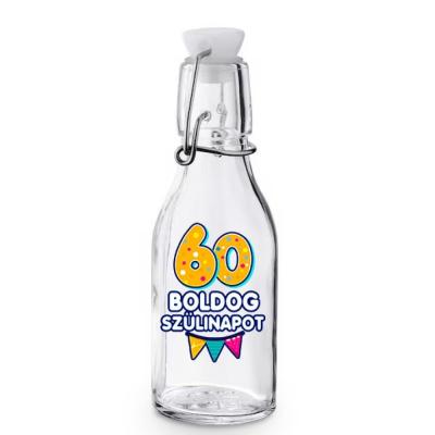 Kcs172 Korken Palack Tetovel Atlatszo Uveg 60 Boldog Szulinapot Ajandek 60. Szulinapra