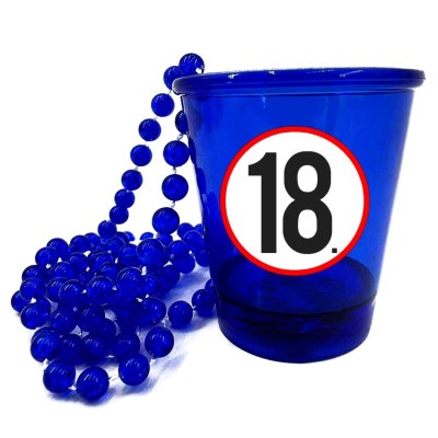 Nyp044 Nyakba Akaszthato Kek Ledes Pohar 18 Karikas Ajandek 18. Szulinapra Party Kellek