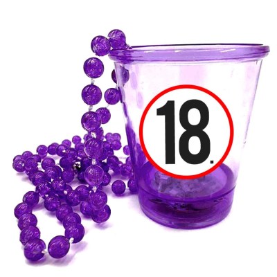 Nyp044 Nyakba Akaszthato Lila Ledes Pohar 18 Karikas Ajandek 18. Szulinapra Party Kellek