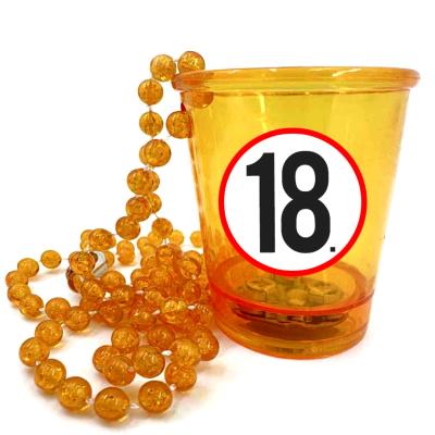 Nyp044 Nyakba Akaszthato Sarga Ledes Pohar 18 Karikas Ajandek 18. Szulinapra Party Kellek