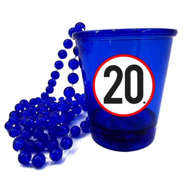 Nyp045 Nyakba Akaszthato Kek Ledes Pohar 20 Karikas Ajandek 20. Szulinapra Party Kellek