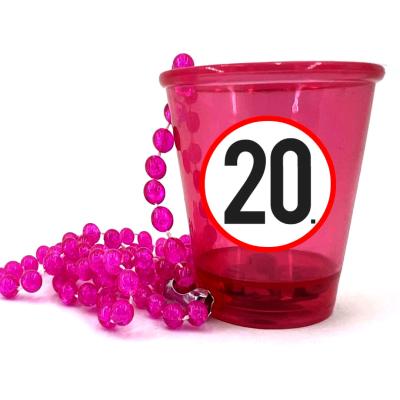 Nyp045 Nyakba Akaszthato Pink Ledes Pohar 20 Karikas Ajandek 20. Szulinapra Party Kellek