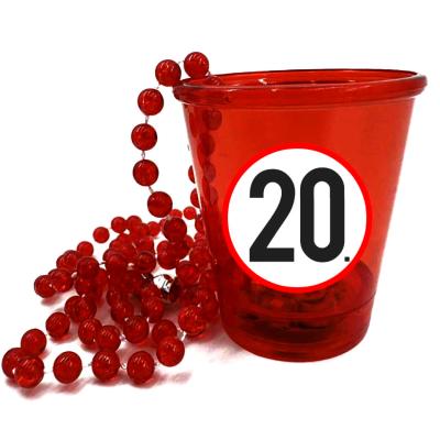 Nyp045 Nyakba Akaszthato Piros Ledes Pohar 20 Karikas Ajandek 20. Szulinapra Party Kellek