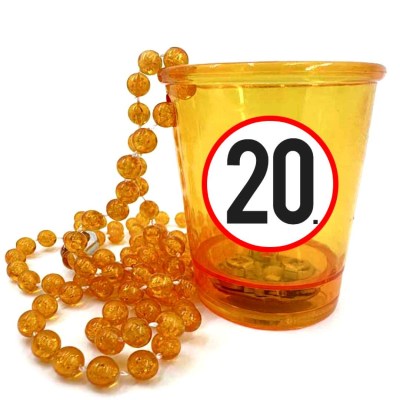 Nyp045 Nyakba Akaszthato Sarga Ledes Pohar 20 Karikas Ajandek 20. Szulinapra Party Kellek
