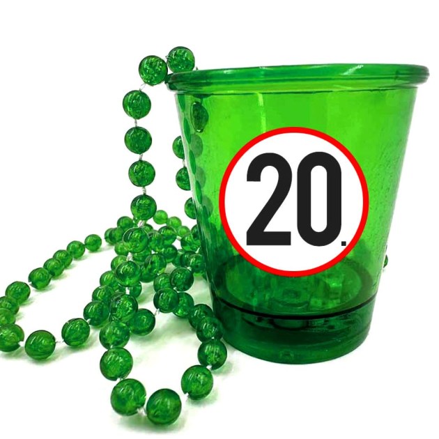 Nyp045 Nyakba Akaszthato Zold Ledes Pohar 20 Karikas Ajandek 20. Szulinapra Party Kellek