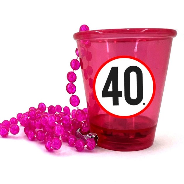 Nyp047 Nyakba Akaszthato Pink Ledes Pohar 40 Karikas Ajandek 40. Szulinapra Party Kellek