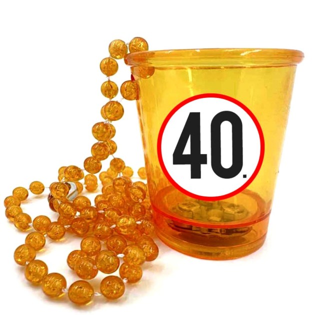 Nyp047 Nyakba Akaszthato Sarga Ledes Pohar 40 Karikas Ajandek 40. Szulinapra Party Kellek