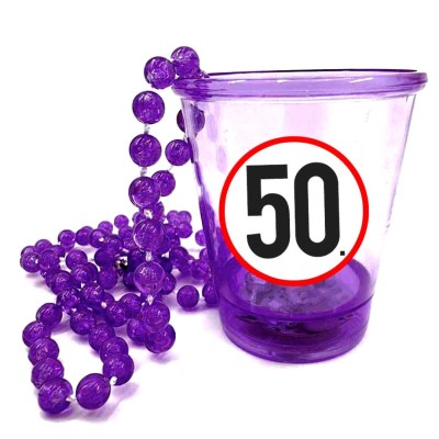 Nyp048 Nyakba Akaszthato Lila Ledes Pohar 50 Karikas Ajandek 50. Szulinapra Party Kellek