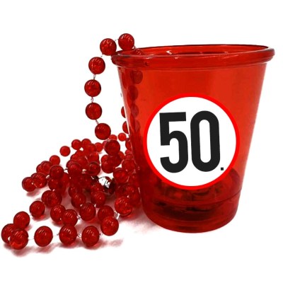 Nyp048 Nyakba Akaszthato Piros Ledes Pohar 50 Karikas Ajandek 50. Szulinapra Party Kellek