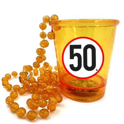 Nyp048 Nyakba Akaszthato Sarga Ledes Pohar 50 Karikas Ajandek 50. Szulinapra Party Kellek
