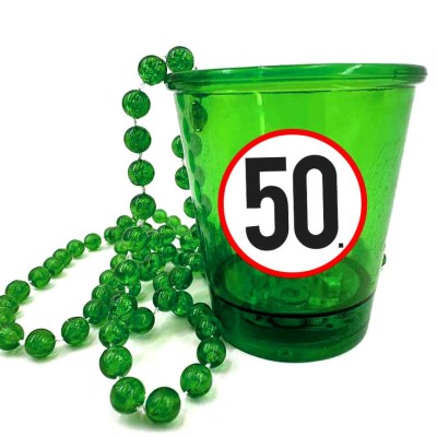 Nyp048 Nyakba Akaszthato Zold Ledes Pohar 50 Karikas Ajandek 50. Szulinapra Party Kellek