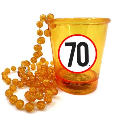 Nyp050 Nyakba Akaszthato Sarga Ledes Pohar 70 Karikas Ajandek 70. Szulinapra Party Kellek