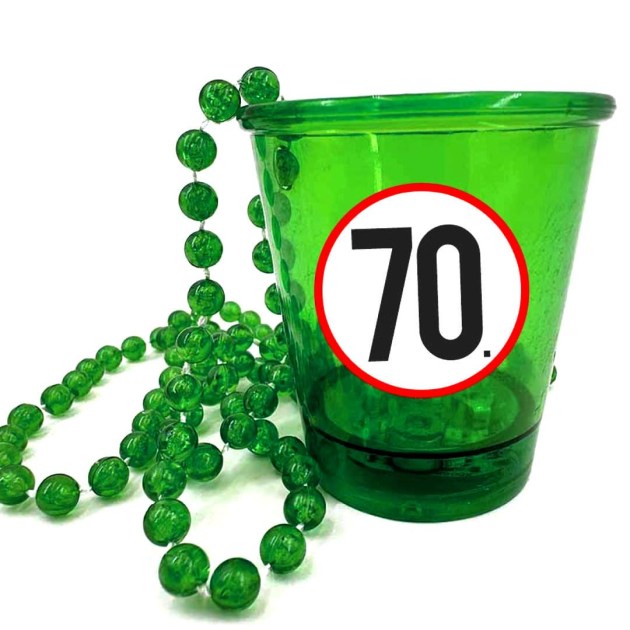 Nyp050 Nyakba Akaszthato Zold Ledes Pohar 70 Karikas Ajandek 70. Szulinapra Party Kellek