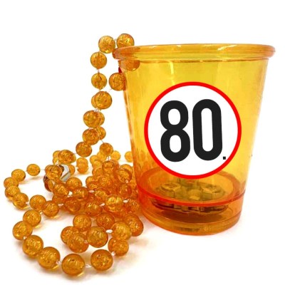 Nyp051 Nyakba Akaszthato Sarga Ledes Pohar 80 Karikas Ajandek 80. Szulinapra Party Kellek