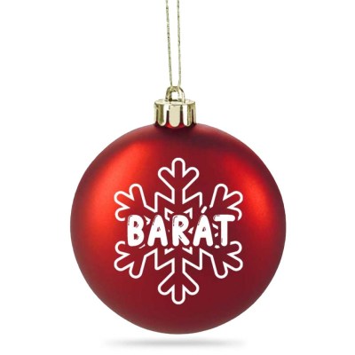 Piros Karacsonyfadisz Karacsonyi Gomb Hopihes 007 Barat Felirattal Matt