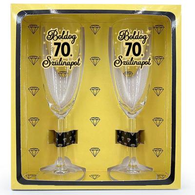 Ppp008 Paros Pezsgos Pohar Szett Boldog 70. Szulinapot Ajandek 70. Szulinapra
