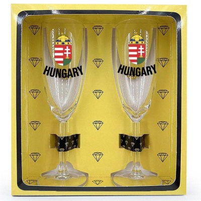Ppp154 Paros Pezsgos Pohar Szett Cimer Hungary Magyar Souvenir