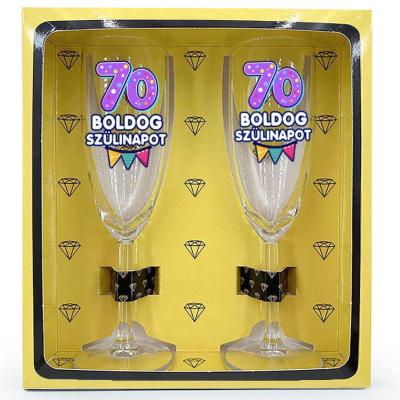 Ppp173 Paros Pezsgos Pohar Szett Boldog 70. Szuletesnapot Ajandek 70. Szulinapra