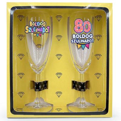 Ppp175 174 Paros Pezsgos Pohar Szett Boldog Szuletesnapot Ajandek 80. Szulinapra