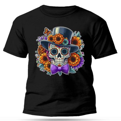 Px299 Turkiz Cukorkoponya Kalappal Fekete Unisex Polo Halloween Polo