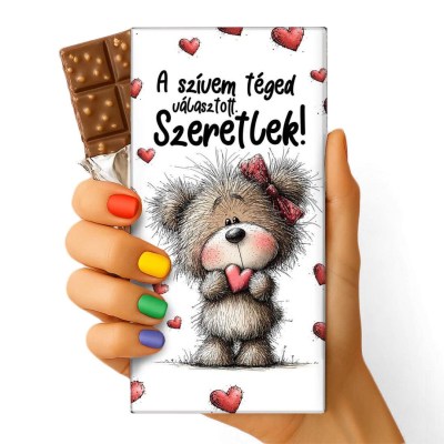 Szerelmes Feliratos Csokolade Csoki Valentin Napi Csoki 175 Szeretlek A Szivem Teged Valasztott Macis Csoki