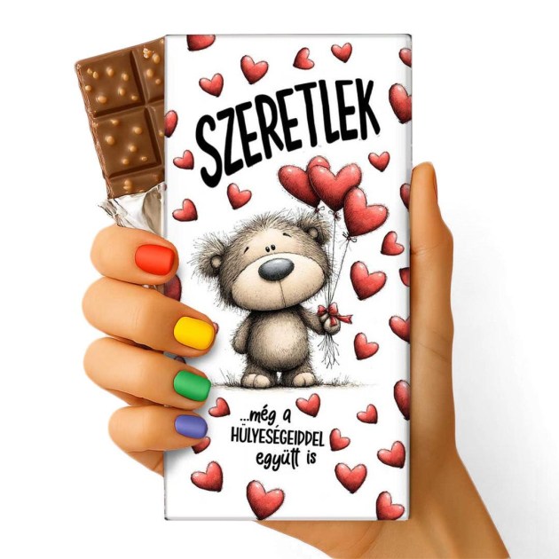 Szerelmes Feliratos Csokolade Csoki Valentin Napi Csoki 180 Szeretlek Meg A Hulyesegeiddel Egyutt Is Macis Csoki