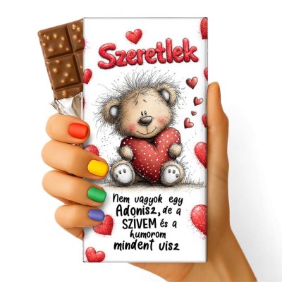 Szerelmes Feliratos Csokolade Csoki Valentin Napi Csoki 186 Nem Vagyok Egy Adonisz Macis Csoki