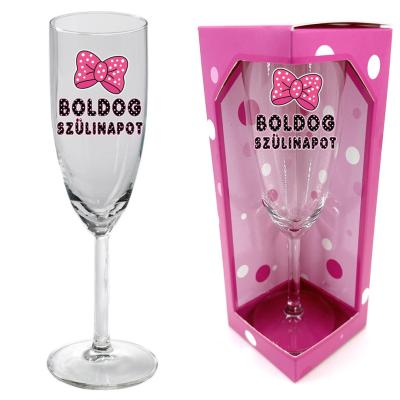 Szulinapi Pezsgos Pohar Boldog Szulinapot Masnis Fekete Felirat Szulinapi Ajandek Polka Pez010