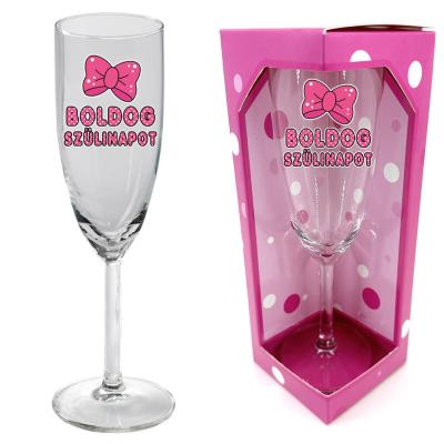 Szulinapi Pezsgos Pohar Boldog Szulinapot Masnis Pink Felirat Szulinapi Ajandek Polka Pez019