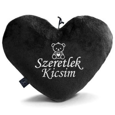 Valentin Napi Ajandek Egyedi Himzett Pluss Fekete Sziv Parna 062 Maci Szivvel