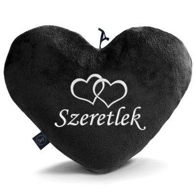 Valentin Napi Ajandek Egyedi Himzett Pluss Fekete Sziv Parna 064 Duplasziv