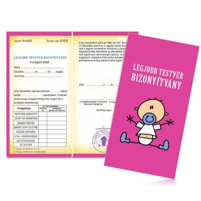 Vicces Bizonyitvany Biz105 Legjobb Testver Lany Bizonyitvany Ajandek Testvernek