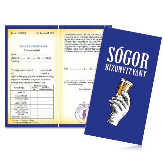 Vicces Bizonyitvany Biz106 Sogor Bizonyitvany Ajandek Sogornak