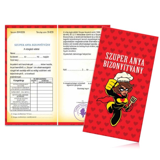 Vicces Bizonyitvany Biz108 Szuper Anya Bizonyitvany Ajandek Anyaknak