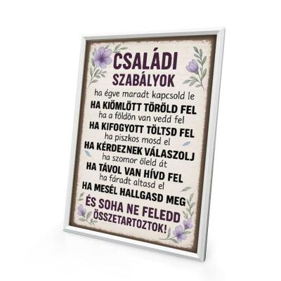 Vicces Falikep Asztali Kepkeret Motivacios Kep Fak015 Csaladi Szabalyok