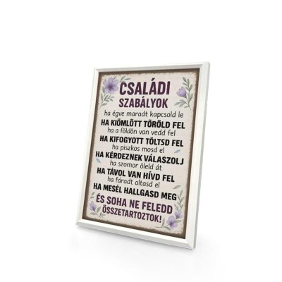 Vicces Falikep Asztali Kicsi Kepkeret Motivacios Kep Kkk015 Csaladi Szabalyok