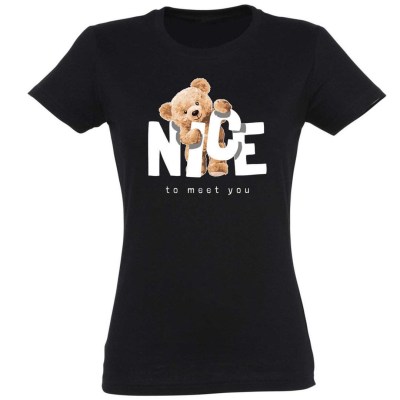 Vicces Polok Macis Polo Nice To Meet You Teddy Bear Noi Polo Fekete