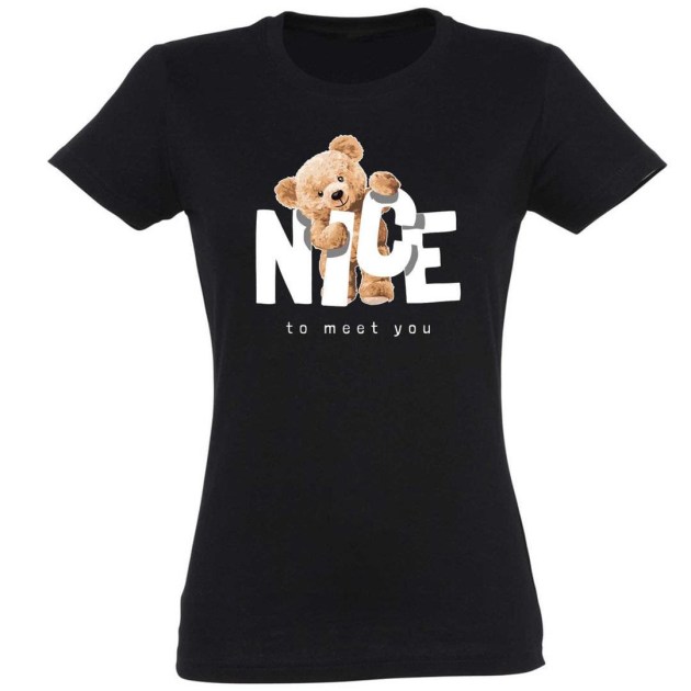 Vicces Polok Macis Polo Nice To Meet You Teddy Bear Noi Polo Fekete