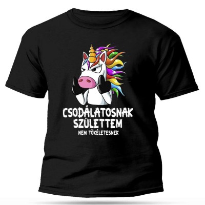 Vicces Polok Unikornis Polo Csodalatosnak Szulettem Nem Tokeletesnek Fekete